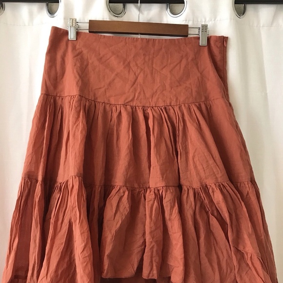 ERIKA PENA Rita Rumba boho high low ruffle hem tiered flowy skirt Sienna M/L - Picture 2 of 10